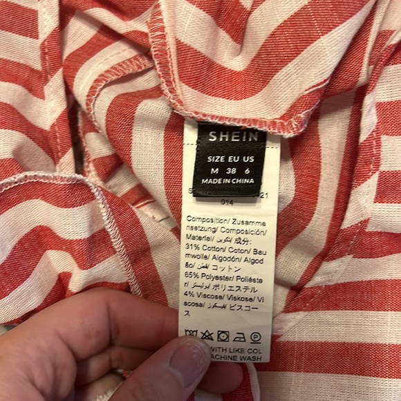 Preppy Linen Feeling Shift Dress Size M in Red & White Stripes - Picture 6 of 7